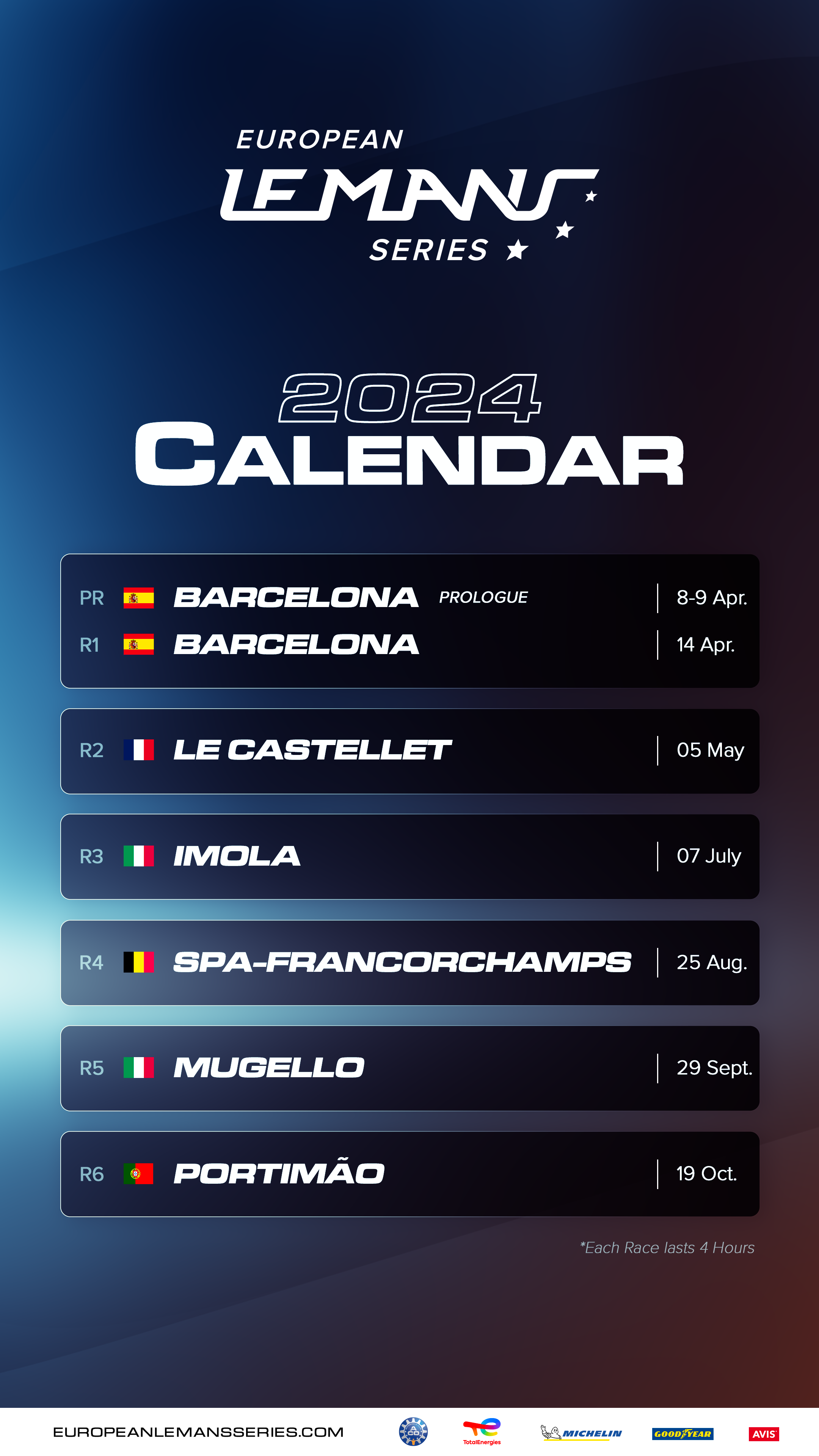 European Le Mans Series Kalender 2024 Motorsport Magazin RheinBerg