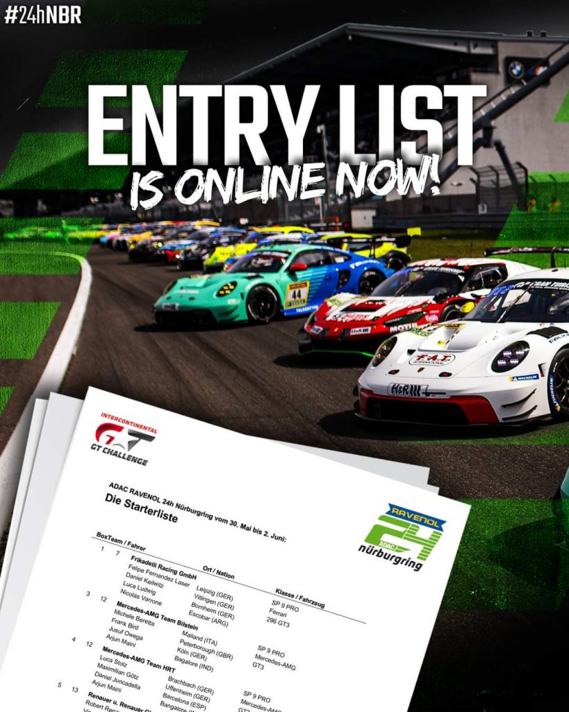 24h Rennen Nürburgring 2024 - Starter- / Teilnehmer - Liste
